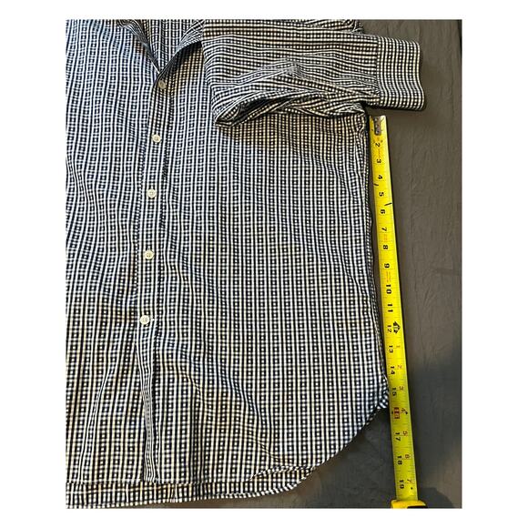 Michael Kors Men’s Navy Gingham Check Button Down Shirt Long Sleeve Size 34/35 - Picture 5 of 7